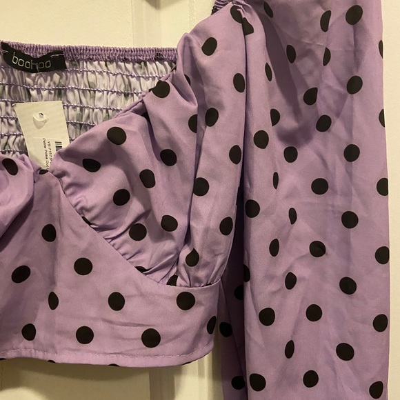 BRAND NEW Purple long sleeve polka dot blouse - Picture 3 of 3